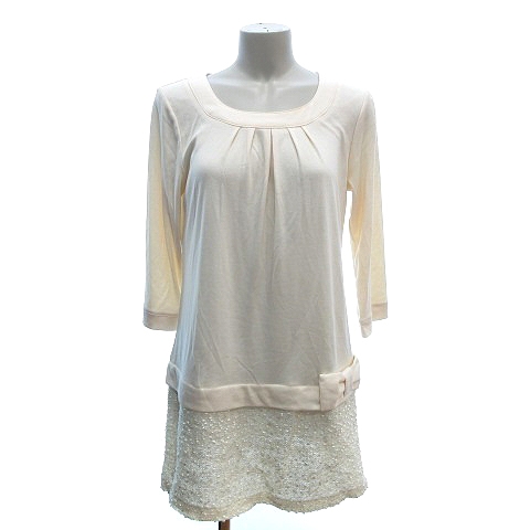 ギャラリービスコンティ Gallery Visconti ワンピース チュニック 七分袖 切替 ツイード 2 アイボリー St レディース 195 ベクトルパーク