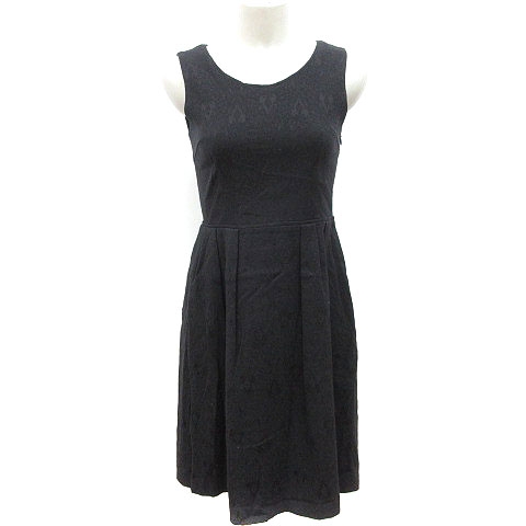 シップスリトルブラック Ships Little Black ノースリーブワンピース ひざ丈 総柄 S 黒 ブラック Kb レディース 195 ベクトルパーク