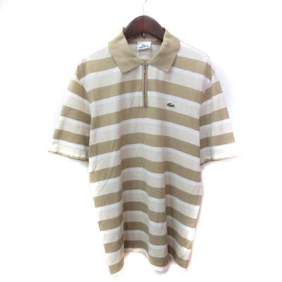 ラコステ Lacoste ポロシャツ 半袖 鹿の子 ボーダー 4 ベージュ 白 ホワイト Yi メンズ 195 ベクトルパーク
