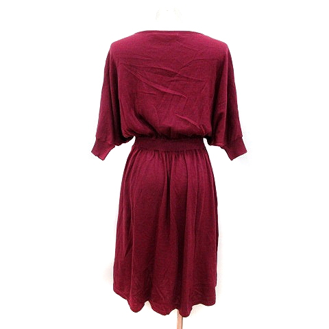 ストラ Stola ワンピース ニット ミモレ ロング Vネック ドルマンスリーブ 五分袖 38 紫 ワインレッド Mn レディース 195 ベクトルパーク