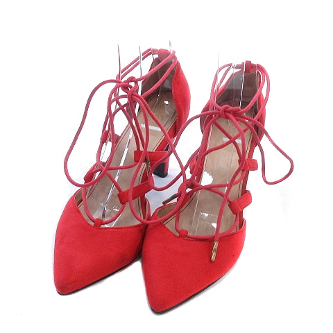 フィン Fin パンプス レースアップ ポインテッドトゥ スエード ハイヒール 23 5 赤 レッド St レディース 195 ベクトルパーク