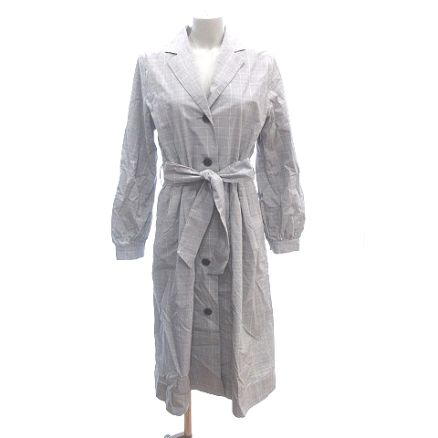 ラボラトリーワーク Laboratory Work スプリングコート トレンチ シングル ワンピース風 ロング チェック ウエストマーク M グレー Ct レディース 195 ベクトルパーク