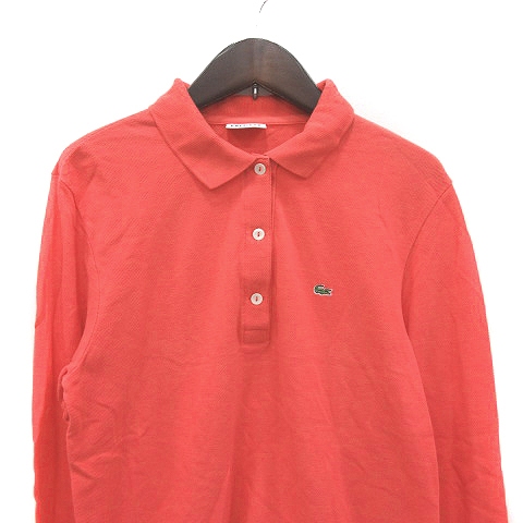 ラコステ Lacoste ポロシャツ 長袖 鹿の子 42 赤 コーラル Ct レディース 195 ベクトルパーク
