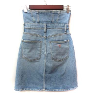 ゲス Guess フレアスカート デニム ハイウエスト ダメージ加工 26 青 ブルー Yi レディース 195 ベクトルパーク
