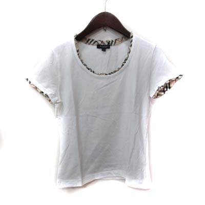 バーバリー ロンドン BURBERRY LONDON カットソー Tシャツ 半袖 フリル チェック 1 白 ホワイト /YI レディース 人気の定番アイテム London カットソー BURBERRY Tシャツ/カットソー(半袖/袖なし)