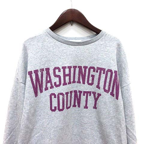 アースミュージック エコロジー Earth Music Ecology トレーナー スウェット ロゴ 長袖 F グレー 紫 パープル Yk レディース 195 ベクトルパーク