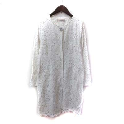 ミッシュマッシュ Misch Masch ノーカラーコート 総裏地 総レース M 白 ホワイト Yi レディース 195 ベクトルパーク