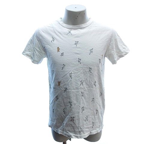 レミレリーフ Remi Relief Tシャツ カットソー クルーネック 半袖 プリント ダメージ加工 S 白 ホワイト St メンズ 195 ベクトルパーク