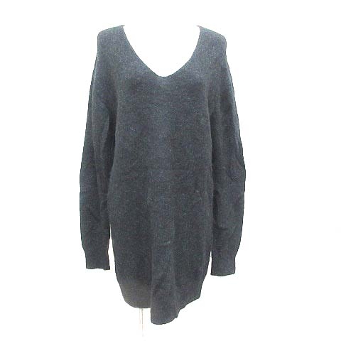 アダムエロペ Adam Et Rope ひざ丈ワンピース ニット Vネック モヘヤ混 長袖 F 黒 ブラック Yk レディース 195 ベクトルパーク