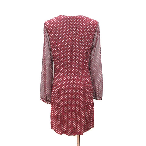 メゾン スコッチ Maison Scotch ワンピース ひざ丈 長袖 切替 シフォン 総柄 赤 レッド Ct レディース 195 ベクトルパーク