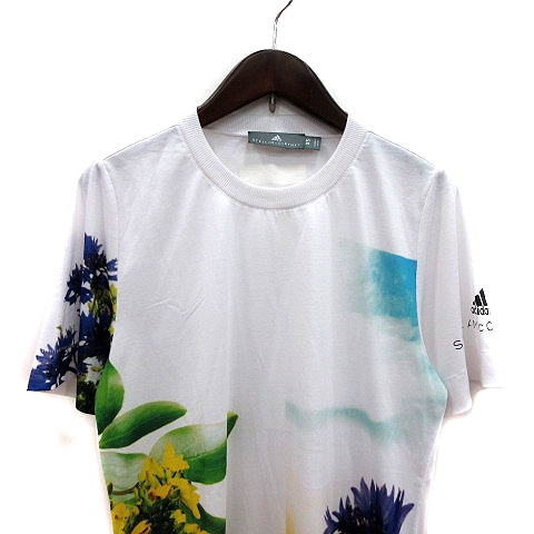 アディダス バイ ステラマッカートニー Adidas By Stella Mccartney Tシャツ カットソー クルーネック 花柄 半袖 Xs 白 ホワイト 青 ブルー 黃 イエロー 緑 グリーン 紫 パープル Ms レディース 195 ベクトルパーク