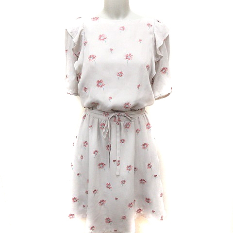 アプワイザーリッシェ Apuweiser Riche ワンピース Aライン ひざ丈 半袖 花柄 ウエストマーク 2 ベージュ Rt レディース 195 ベクトルパーク