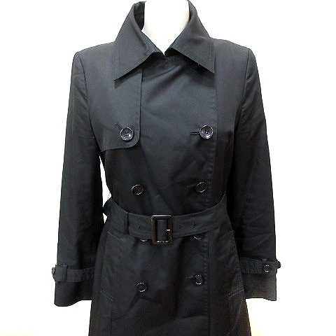 インディヴィ Indivi トレンチコート 総裏地 ライナー付 ベルト ウエストマーク 40 黒 ブラック Rt レディース 195 ベクトルパーク