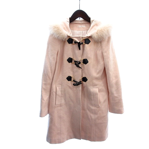 レッセパッセ Laisse Passe ダッフルコート ノーカラー フード ポンポン フォックスファー 総裏地 ウール アンゴラ混 36 ベージュ Au レディース 195 ベクトルパーク