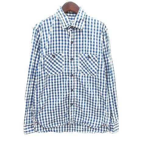 オムニゴッド Omnigod シャツ ギンガムチェック 長袖 2 青 ブルー 白 ホワイト Yk メンズ 195 ベクトルパーク