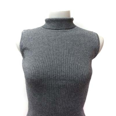 アニエスベー Agnes B ニット セーター タートル ノースリーブ リブ 絹 シルク カシミヤ混 1 グレー Yi レディース 195 ベクトルパーク