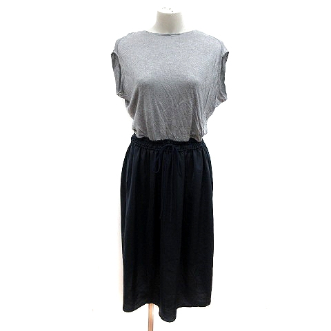 ニトカ Nitca ワンピース ひざ丈 ウエストマーク 切替 ノースリーブ F グレー 紺 ネイビー Ms レディース 195 ベクトルパーク