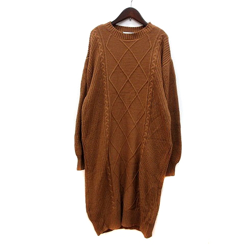 ジュエティ Jouetie ワンピース ニット ミモレ ロング 長袖 ケーブル M 茶 ブラウン Mn レディース 195 ベクトルパーク