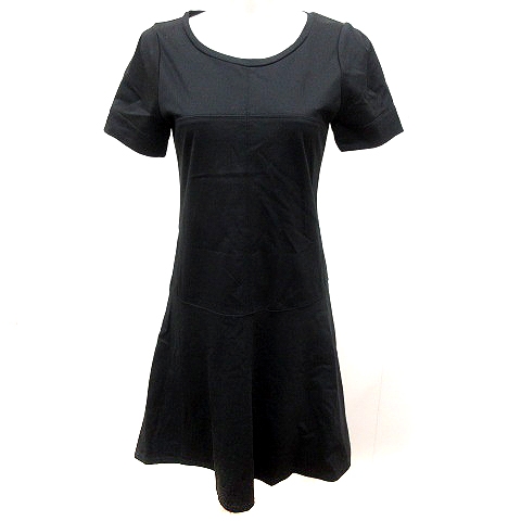 スーナウーナ Sunauna ワンピース Aライン ひざ丈 半袖 38 黒 ブラック Rt レディース 195 ベクトルパーク