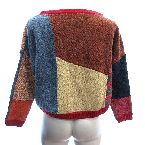 アトリエドゥサボン L Atelier Du Savon ニット セーター ボートネック 切替 ボーダー 総柄 ウール 長袖 F マルチカラー Au レディース 195 ベクトルパーク