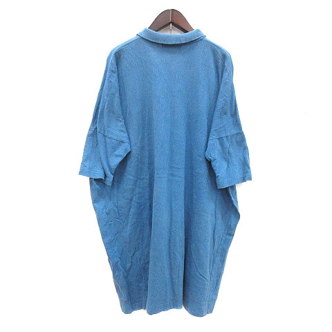 ネネット Ne Net ポロワンピース ひざ丈 七分袖 オーバーサイズ 総柄 刺繍 2 青 ブルー Ct レディース 195 ベクトルパーク