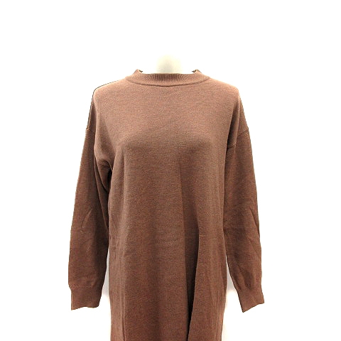 アーバンリサーチ Urban Research ニットワンピース ミニ スリット ドロップショルダー 長袖 F 茶 ブラウン Au レディース 195 ベクトルパーク
