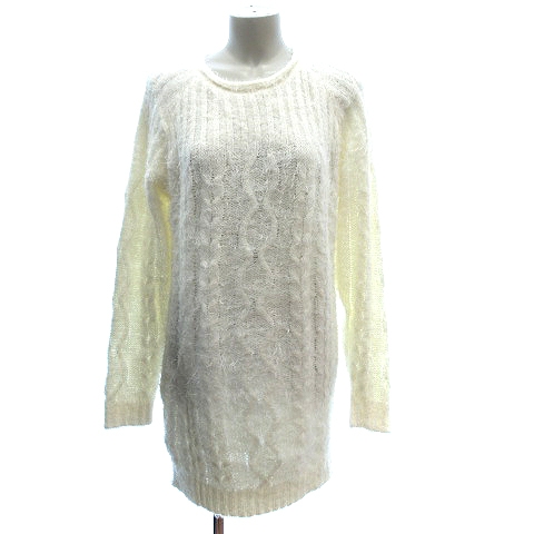 ジェイフェリー J Ferry 003 ニットワンピース ミニ シャギー ケーブル 長袖 M アイボリー 白 ホワイト Au レディース 195 ベクトルパーク