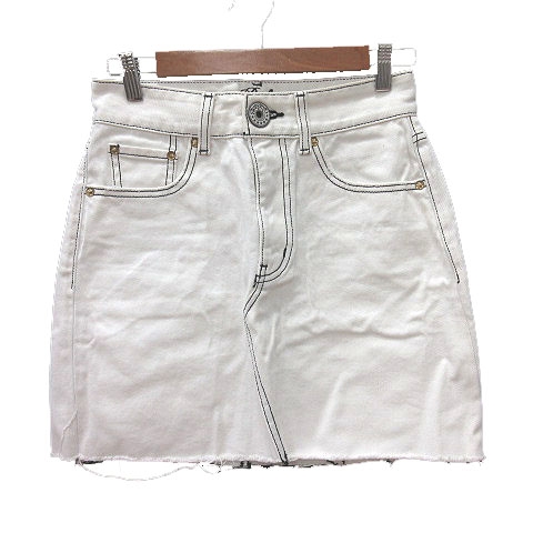 ロデオクラウンズ Rodeo Crowns デニムスカート タイト ミニ カットオフ Xs 白 ホワイト Ct レディース 195 ベクトルパーク