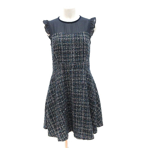 ジルバイジルスチュアート Jill By Jillstuart ツイードワンピース ひざ丈 ノースリーブ ネップ 切替 シフォン フリル M 紺 ネイビー 黒 ブラック Ct レディース 195 ベクトルパーク ジルバイジルスチュアート Jill By Jillstuart ツイードワンピース ひざ丈 ノースリーブ ネップ 切替 シフォン フリル M 紺 ネイビー 黒 ブラック Ct レディース 195 ベクトルパーク