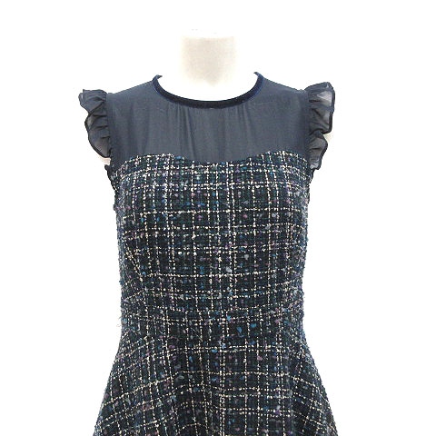 ジルバイジルスチュアート Jill By Jillstuart ツイードワンピース ひざ丈 ノースリーブ ネップ 切替 シフォン フリル M 紺 ネイビー 黒 ブラック Ct レディース 195 ベクトルパーク ジルバイジルスチュアート Jill By Jillstuart ツイードワンピース ひざ丈 ノースリーブ ネップ 切替 シフォン フリル M 紺 ネイビー 黒 ブラック Ct レディース 195 ベクトルパーク