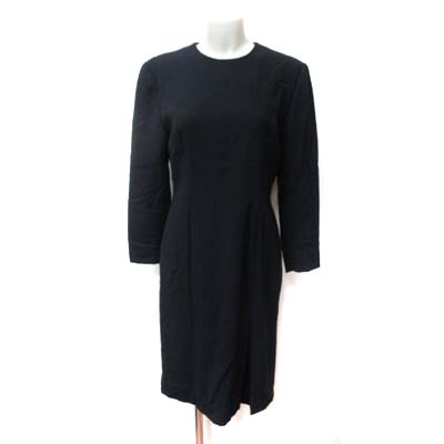 ハナエモリ Hanae Mori ブラックフォーマル ロングワンピース 長袖 ウール 9a3 黒 ブラック Yi レディース 195 ベクトルパーク