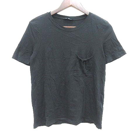 ザラ Zara Tシャツ カットソー 半袖 M 黒 ブラック Yk レディース 195 ベクトルパーク