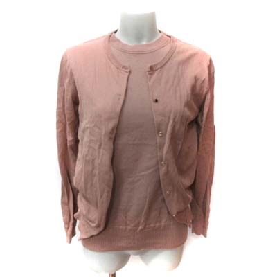 ナノ コー Nano Co アンサンブルニット カーディガン 長袖 ノースリーブニット 38 ピンクベージュ Yi レディース 195 ベクトルパーク