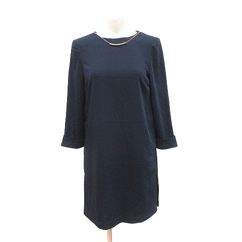 ザラ ベーシック Zara Basic ワンピース ひざ丈 長袖 Xs 紺 ネイビー Ct レディース 195 ベクトルパーク