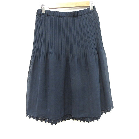 スーナウーナ Sunauna ギャザースカート ひざ丈 シフォン レース 38 紺 ネイビー Ct レディース 195 ベクトルパーク