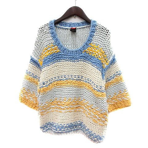 ダブルスタンダードクロージング ダブスタ Double Standard Clothing ニット セーター ボーダー 五分袖 F 白 アイボリー Mn メンズ 195 ベクトルパーク