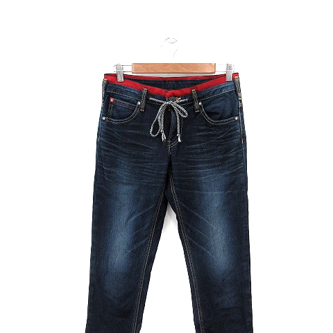 エドウィン Edwin ジャージーズ Jerseys デニムパンツ ジーンズ ストレート スリム テーパード リボン Xs 紺 ネイビー Au レディース 195 ベクトルパーク