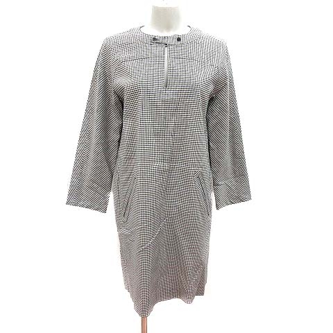 アーペーセー A P C ひざ丈ワンピース ギンガムチェック 長袖 38 ベージュ 黒 ブラック Yk レディース 195 ベクトルパーク