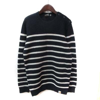 カーハート Carhartt ニット セーター 長袖 ボーダー ウール M 紺 ネイビー Yi メンズ 195 ベクトルパーク