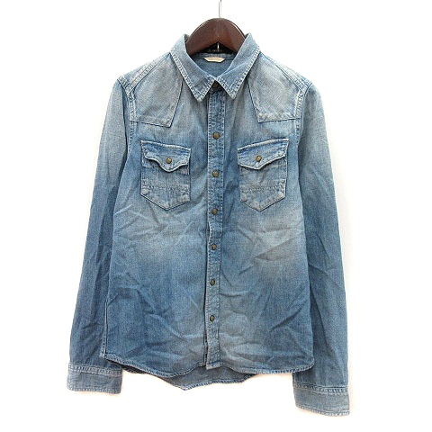 ジョンブル Johnbull デニムシャツ 長袖 ウォッシュ加工 S 青 ブルー Mn メンズ 195 ベクトルパーク