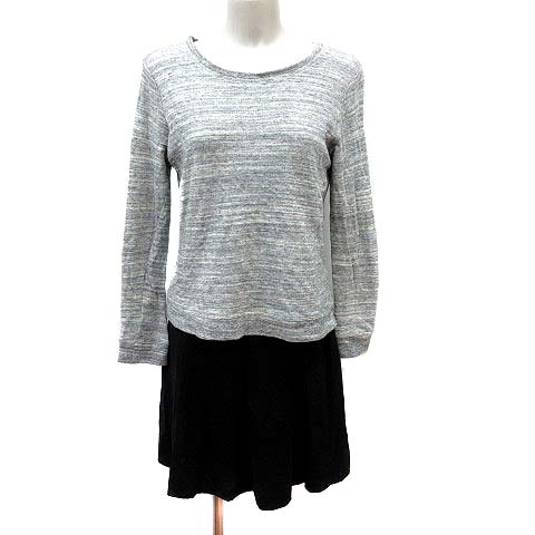 プラステ Plst フレアワンピース ニット ひざ丈 切替 長袖 2 グレー 黒 ブラック Yk レディース 195 ベクトルパーク