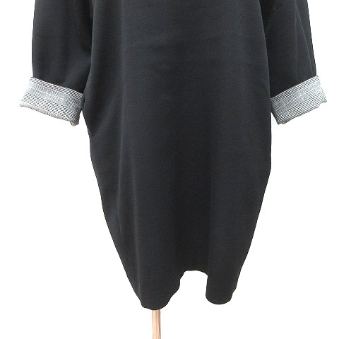 エミ Emmi コクーンワンピース ひざ丈 長袖 ロールアップ ギンガムチェック 0 黒 ブラック Ct レディース 195 ベクトルパーク