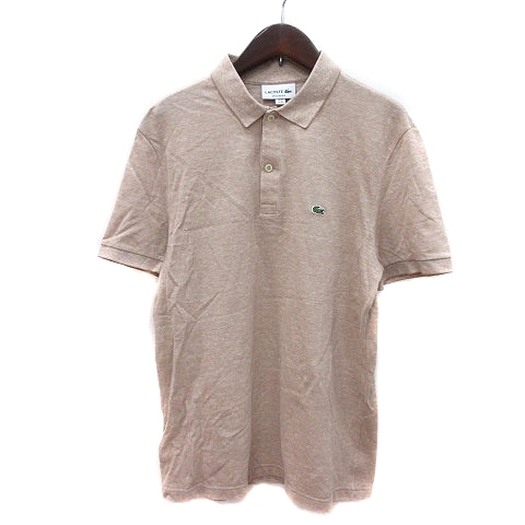 ラコステ Lacoste ポロシャツ ワンポイント 半袖 鹿の子 麻 リネン M ベージュ Mn メンズ 195 ベクトルパーク
