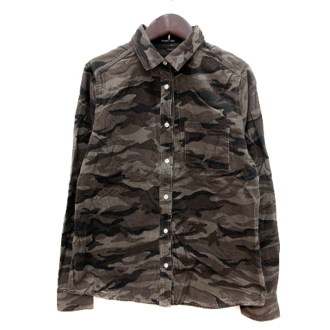 メイソングレイ Mayson Grey シャツ 迷彩柄 カモフラ 長袖 コーデュロイ 2 グレー 茶 ブラウン レディース 195 ベクトルパーク