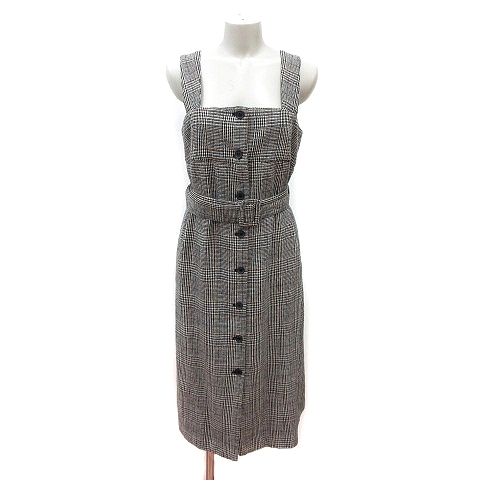 シンプリシテェ Simplicite ワンピース ジャンパースカート タイト ひざ丈 チェック 黒 ブラック 白 ホワイト St レディース 195 ベクトルパーク