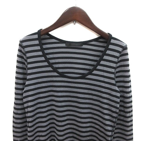 マウジー Moussy Tシャツ カットソー Uネック ボーダー 長袖 F グレー 黒 ブラック Ms レディース 195 ベクトルパーク