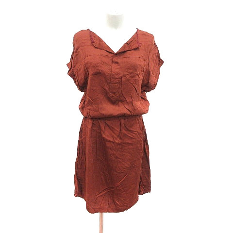 パドカレ Pas De Calais ワンピース ひざ丈 フレンチスリーブ 38 茶 ブラウン Ct レディース 195 ベクトルパーク