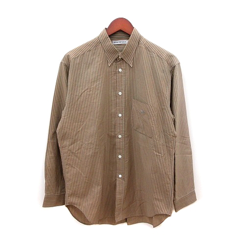 エンポリオアルマーニ EMPORIO ARMANI シャツ 長袖 ストライプ 40 茶