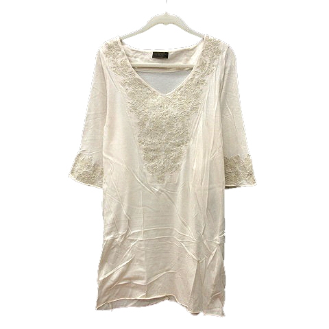 ゴア Goa ワンピース ミニ Vネック 刺繍 七分袖 F 白 アイボリー Mn レディース 195 ベクトルパーク