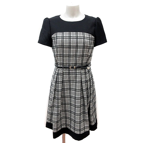 レッセパッセ Laisse Passe フレアワンピース ミニ 半袖 チェック 黒 ブラック St レディース 195 ベクトルパーク
